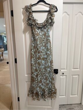 BHLDN Lottie Ruffled Low-Back Maxi Gown